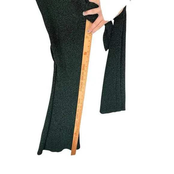 Show Me Your Mumu Martina GREEN GLITTER Jumpsuit Tie Front WOMENS SIZE LARGE Htf - Picture 6 of 9